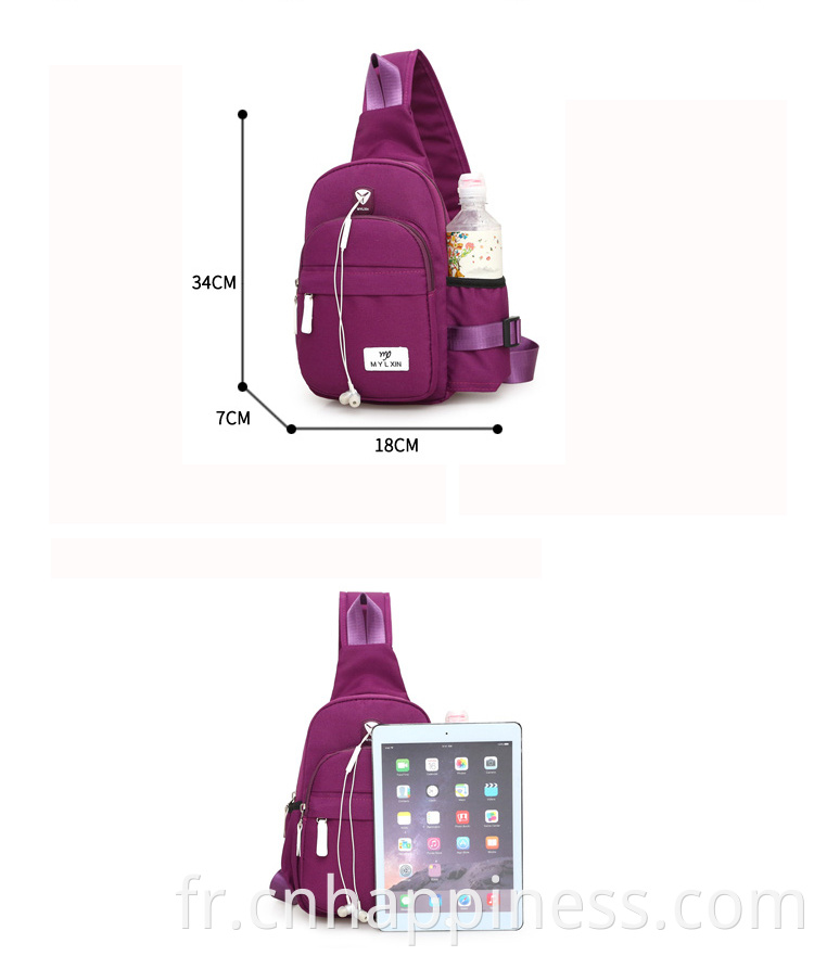 2020 Tendances Voyage du sac d'épaule violet Bagpack neutre